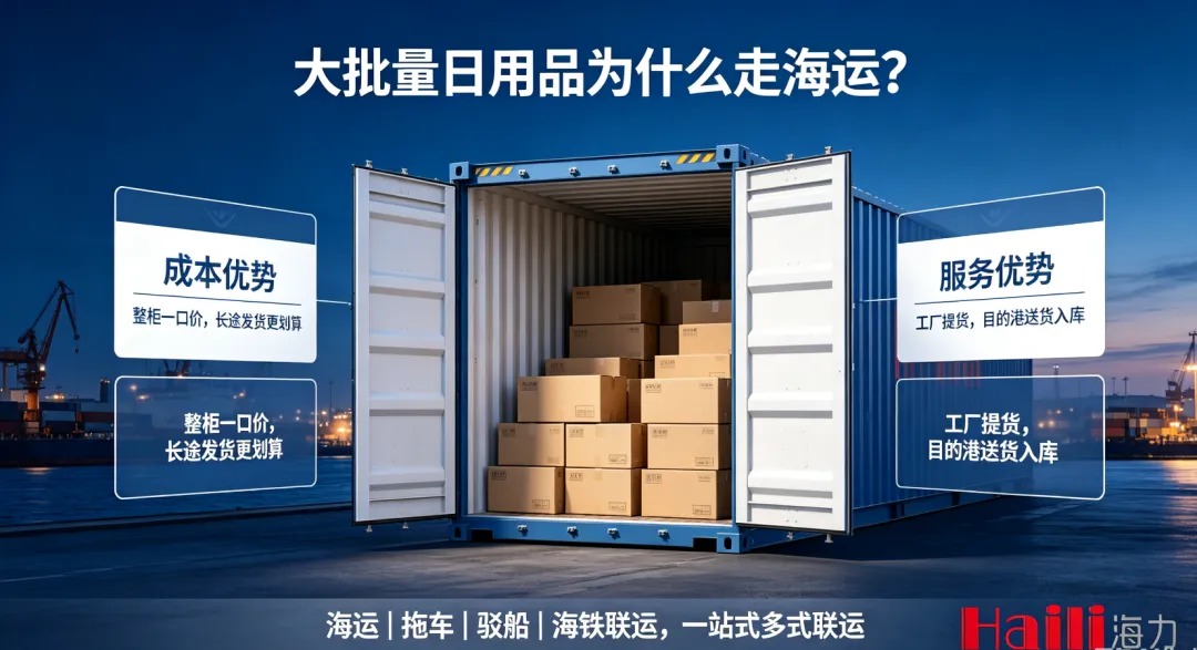 大批量日用品跨区域发货，为什么越来越多企业优先选择海运？
